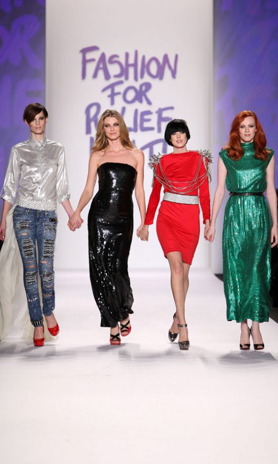 Agyness Deyn And Karen Elson On The Catwalk At the Fashion For Relief Show At New York Fashion Week 2010Fashion For Relief 2010