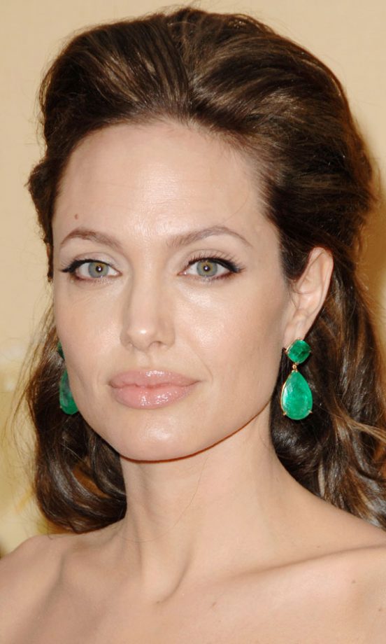 Angelina Jolie Wearing Stunning Green Earrings, February 2009