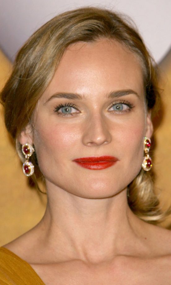 Diane Kruger Wearing Vintage Gold Ruby Drop Earrings At The Screen Actors Guild Awards 2010
