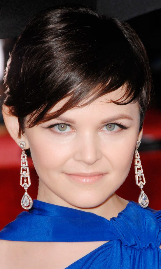 Ginnifer Goodwin Wearing Statement Silver Drop Earrings, January 2010