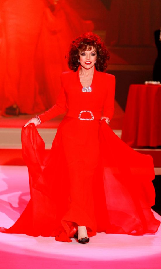 Joan Collins On The Catwalk At The Heart's Truth Red Dress Collection Show, Autumn/Winter 2010 New York Fashion Week