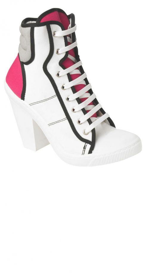 New Look Pink And White High Top Heeled Trainer, £30