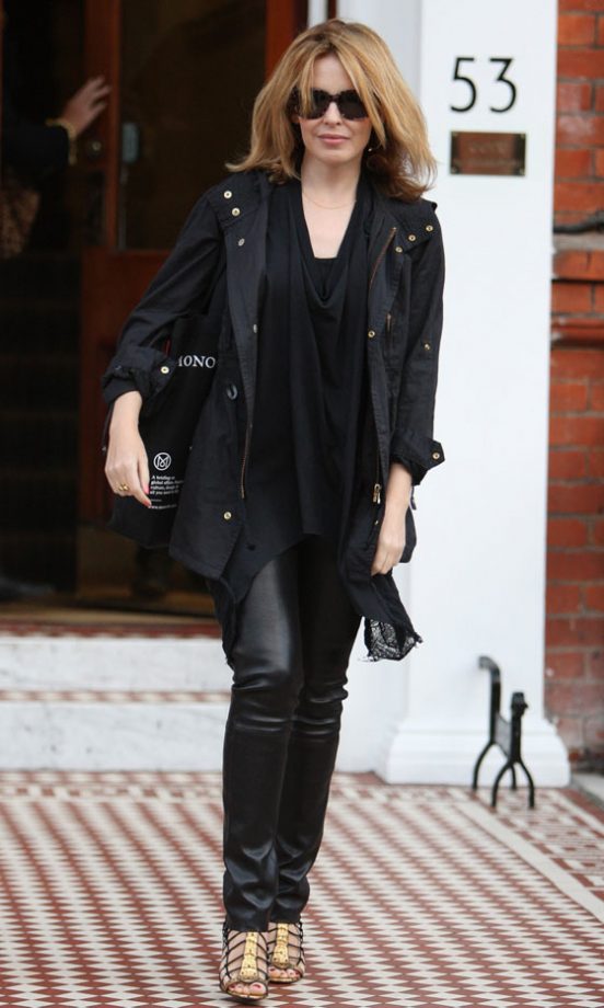 Kylie Minogue Wearing Black Leather Trousers, January 2010
