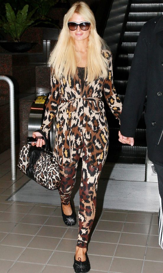 Paris Hilton Wearing A Leopard Print Jumpsuit, October 2009