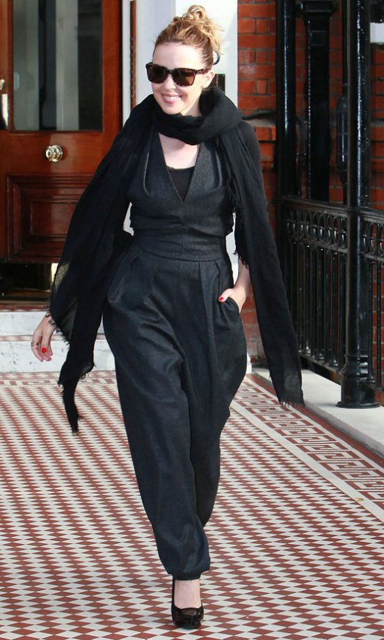Kylie Minogue Wearing A Black Jumpsuit, December 2009