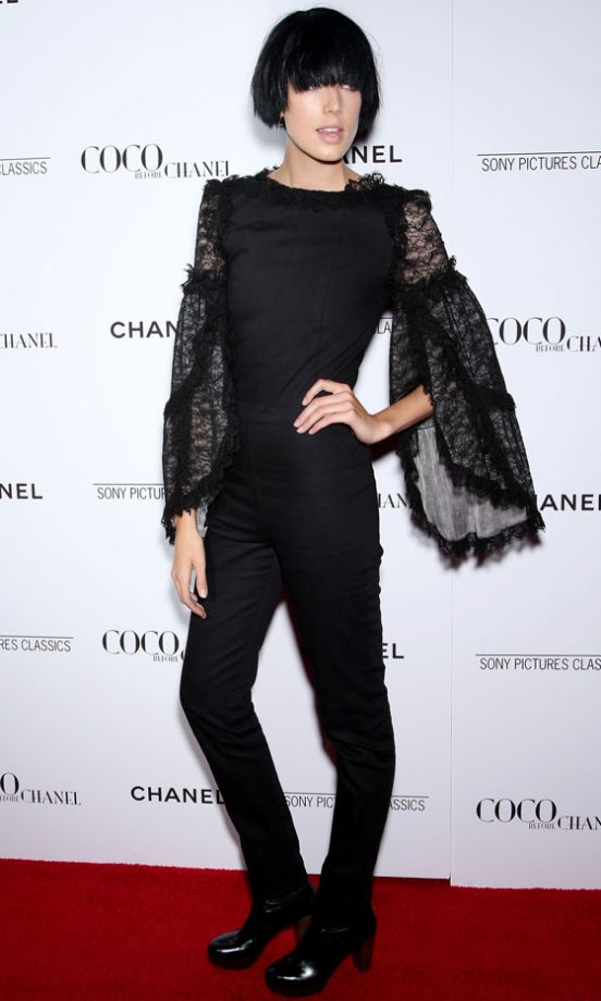 Agyness Deyn Wearing A Black Lace Jumpsuit, September 2009