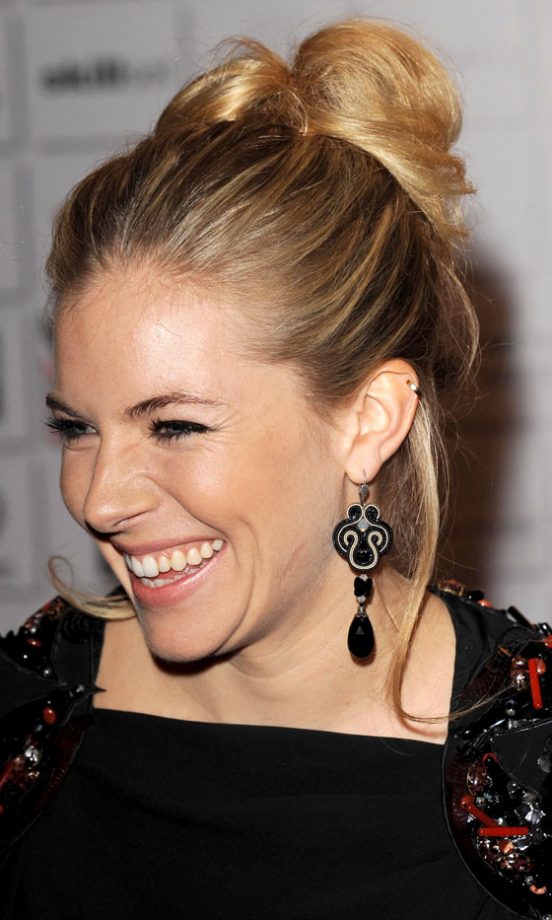 Sienna Miller Wearing Statement Black Earrings, November 2008