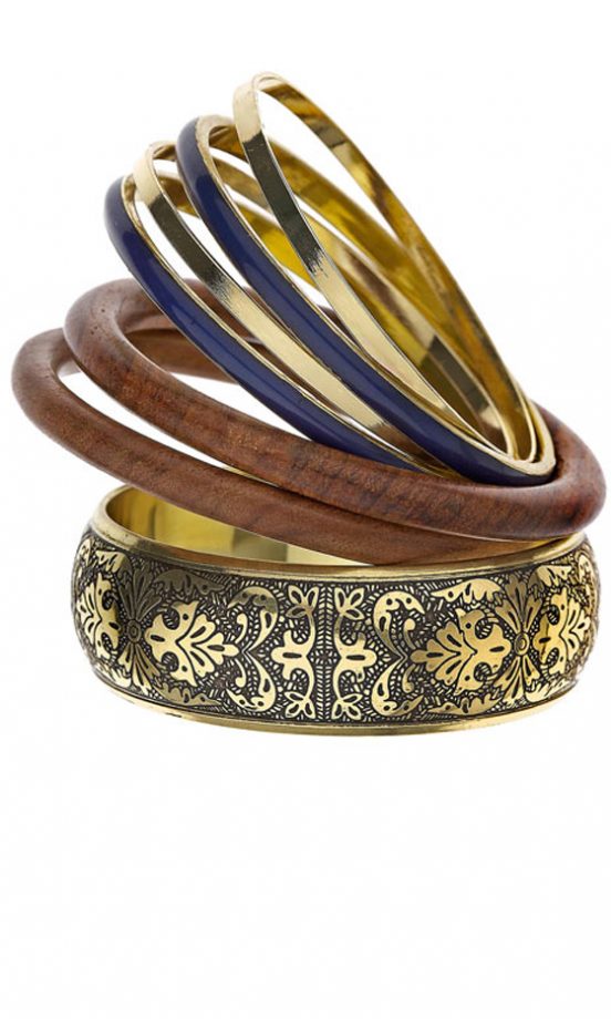 Dorothy Perkins Blue Engraved Bangles, £12