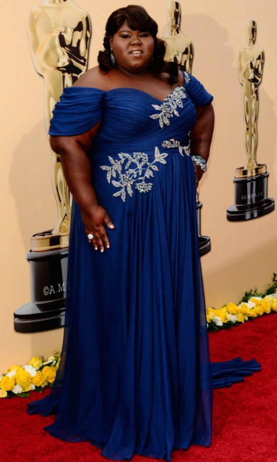 Sidibe Gabourey Wearing Marchesa At The Oscars 2010