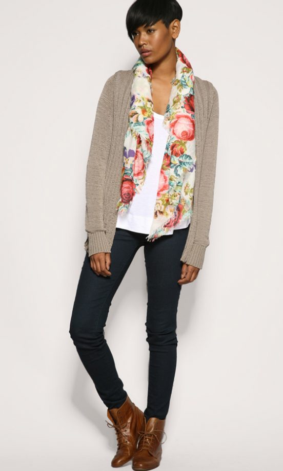 Asos Floral Cotton Square Frayed Edge Scarf, £12