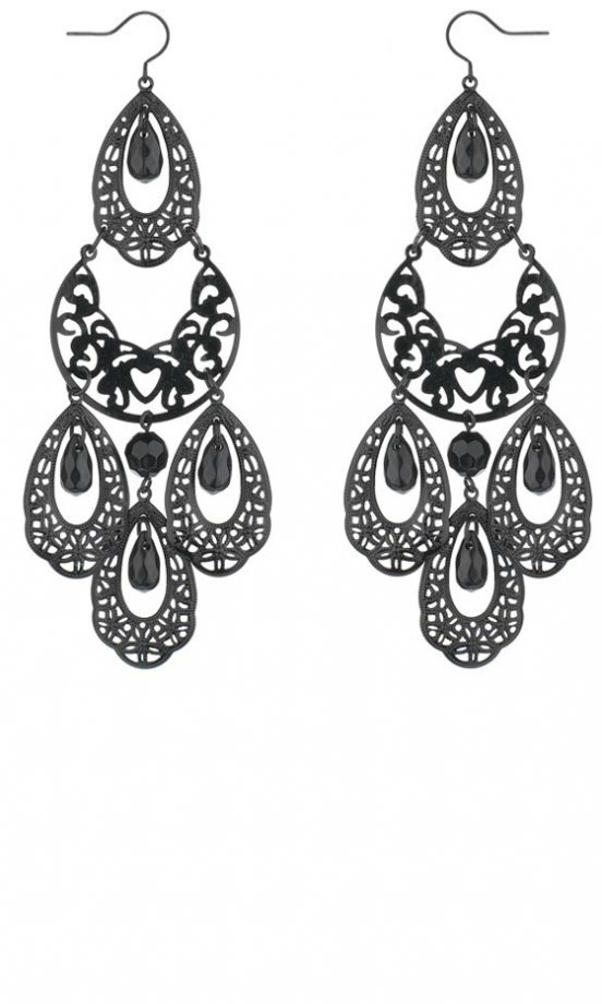 Dorothy Perkins Black Filigree And Facet Bead Chandelier Earrings, £7