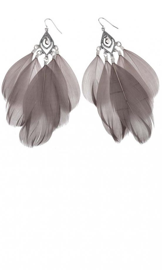 Miss Selfridge Swinging Feather Earrings, £9