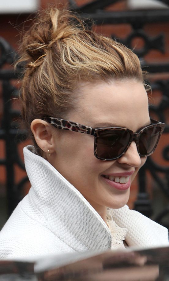 Kylie Minogue Sporting A Messy Bun Hairstyle, 2010
