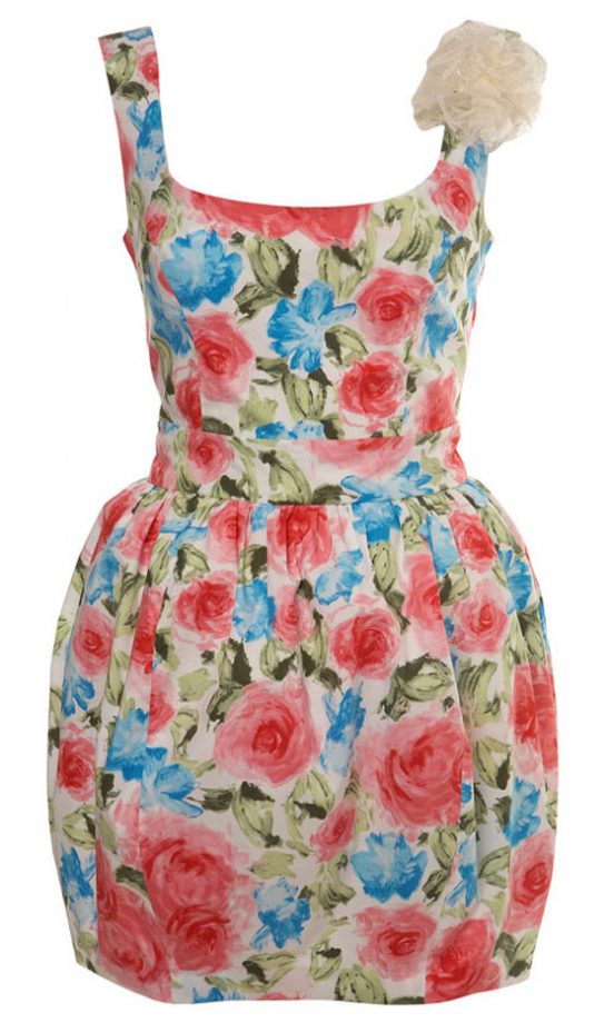 Miss Selfridge Rose Printed Lantern Dress, £45