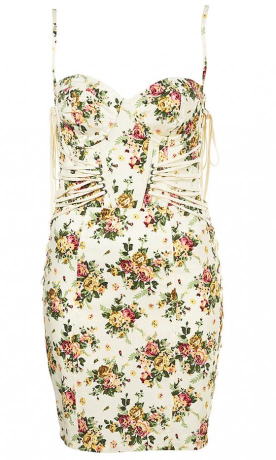 Topshop Floral Lace Up Corset Dress, £55