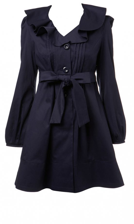 Miss Selfridge Navy Pleasted Mac, £60