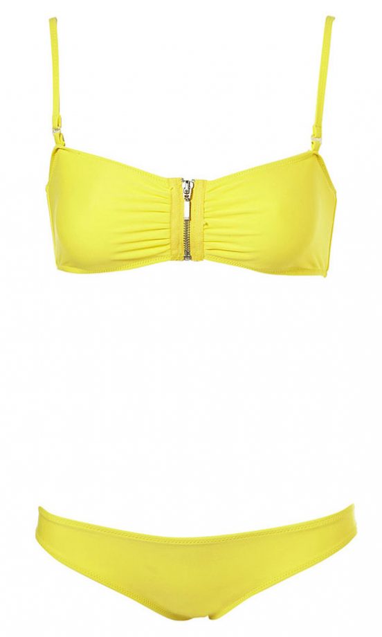 Topshop Yellow Sporty Zip Bikini, £28