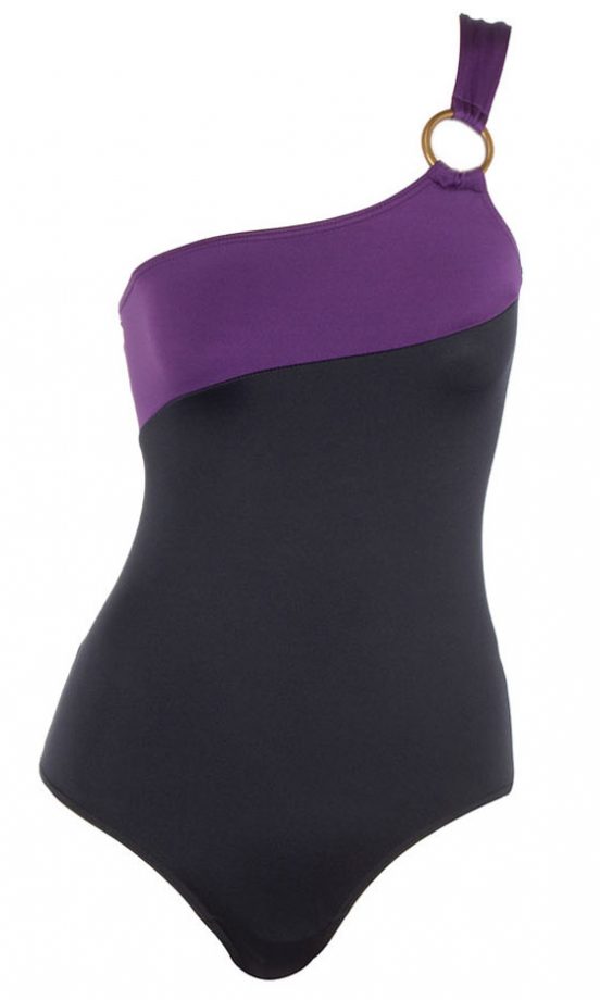 Dorothy Perkins Black/Purple One Shoulder Swimsuit, £18
