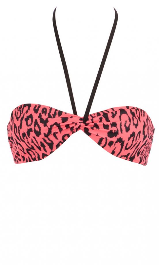 Dorothy Perkins Coral Leopard Bikini Top, £8