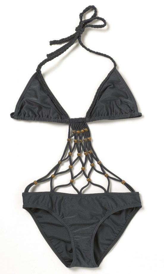 Asos Black Beaded Swimsuit, £32. Not Available Online