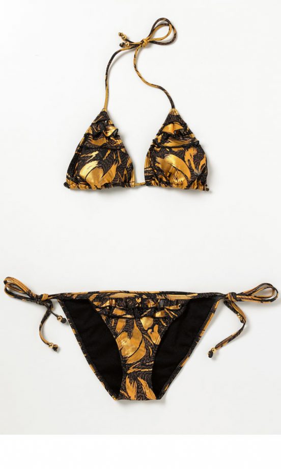 French Connection Metallic Feather Print Tie Bikini Bottoms, £45