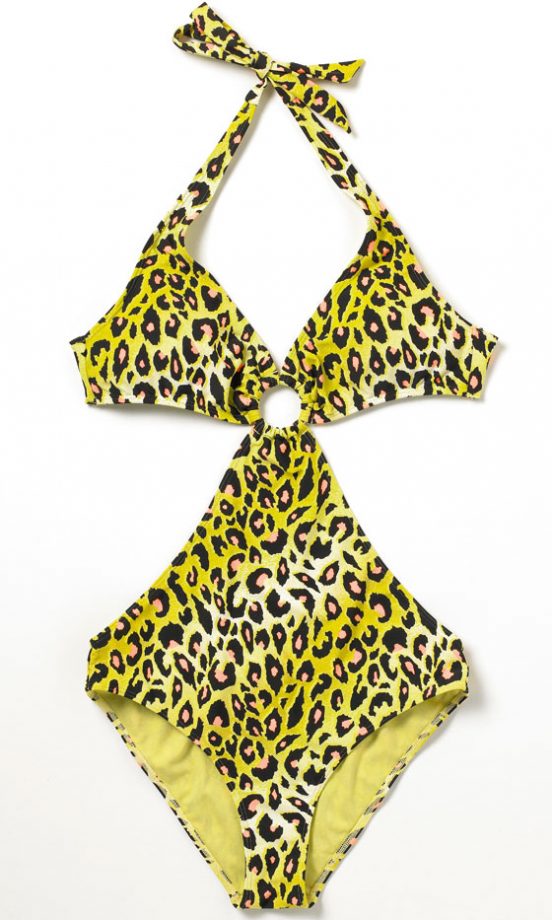 H&M Yellow Leopard Print Cut Out Swimsuit, £14.99. In Stores Only