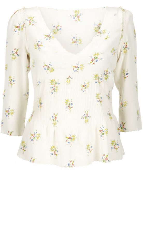 Kate Moss Topshop Pintuck Embroidered Blouse, £60