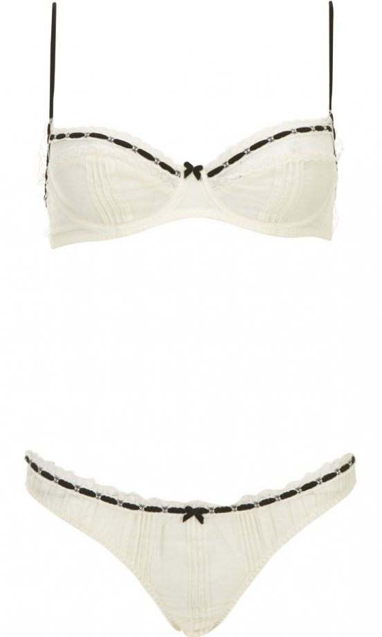 Kate Moss Topshop Velvet And Cotton Bra Set, £39