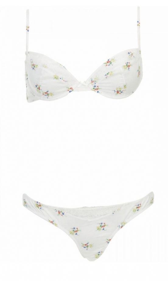 Kate Moss Topshop Floral Balconette Bra, £25, Floral Pant, £14