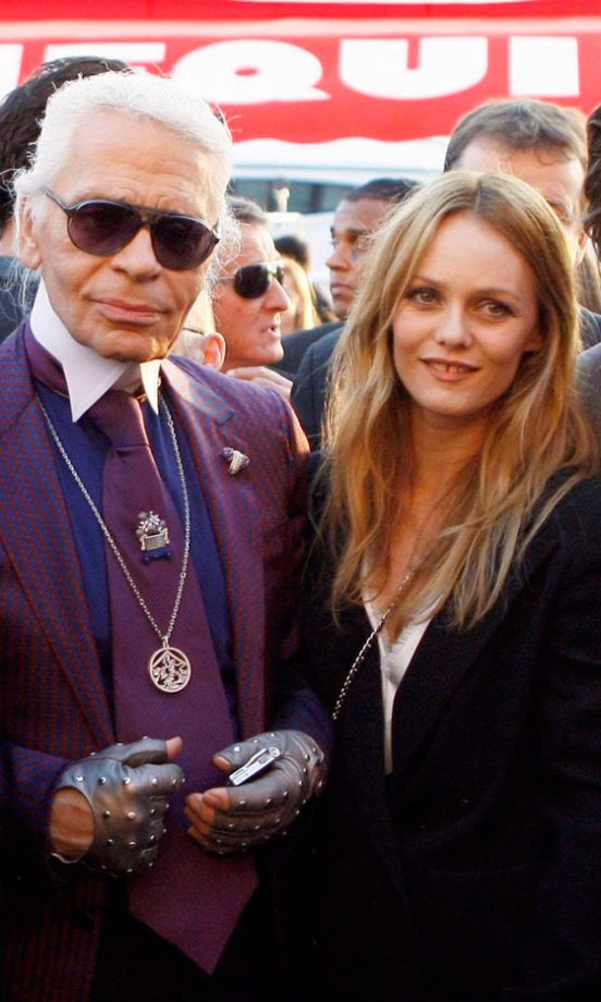 Vanessa Paradis With Karl Lagerfeld At The Chanel Cruise 2010/2011 Fashion Show, St Tropez May 2010