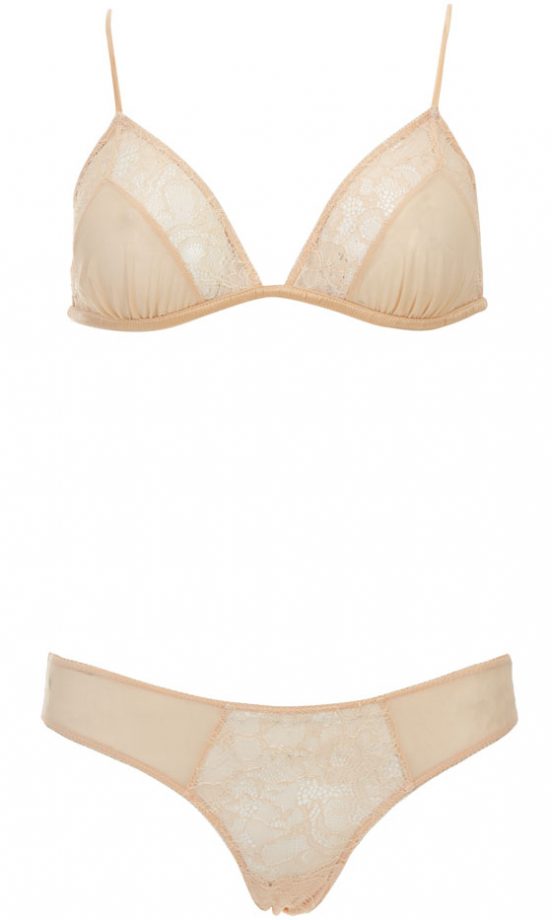Kate Moss Topshop Lace And Mesh Triangle Bra Set, £30