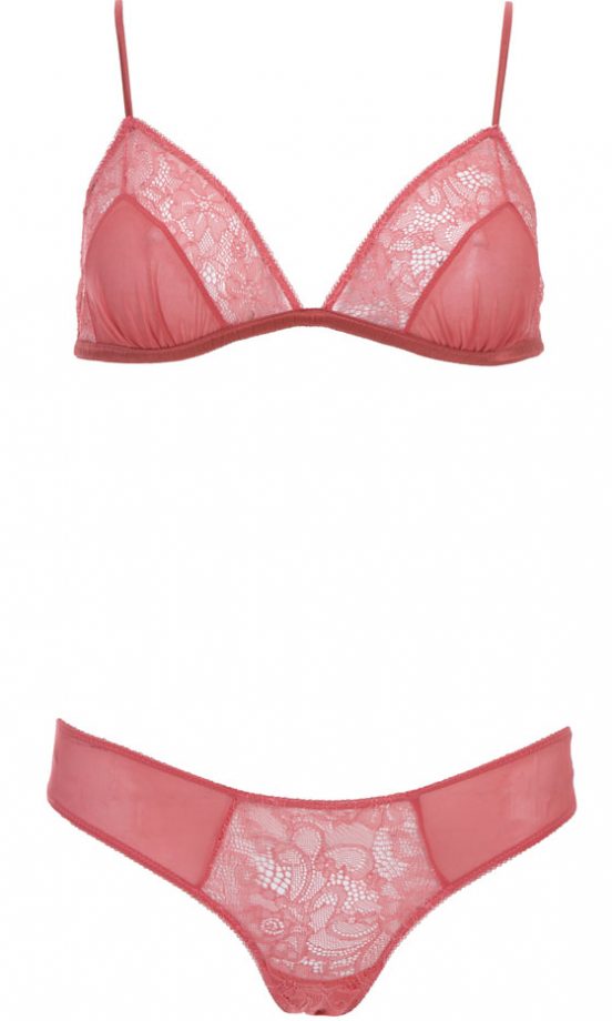 Kate Moss Topshop Lace And Mesh Triangle Bra, £18 And Lace And Mesh Pant, £12