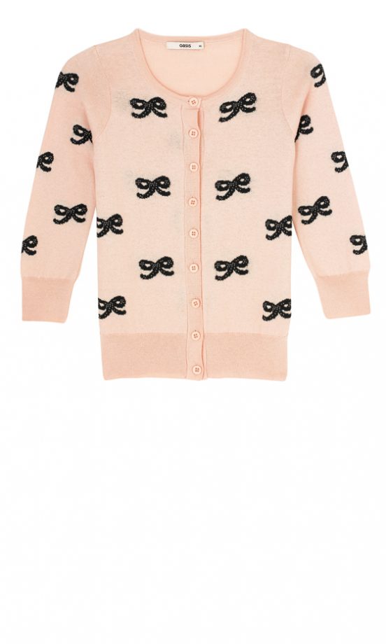 Oasis Peach Bow Cardgan, £40
