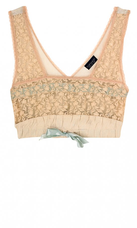 Topshop Lace and Ribbon Slot Crop Top, £28