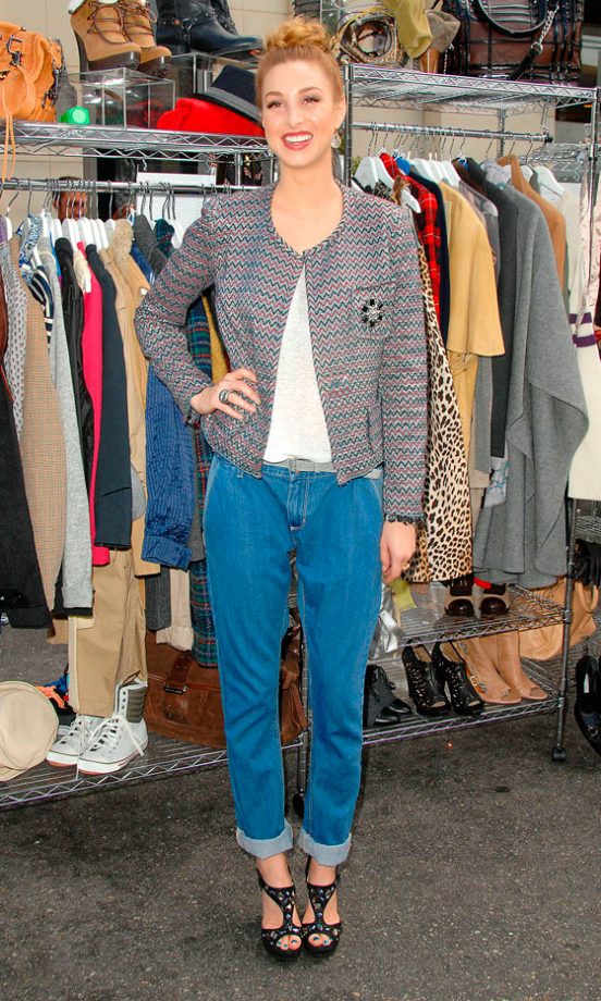Whitney Port Works Boyfriend Jeans And A Trophy Jacket At An eBay and Lucky Magazine Photoshoot, 2010