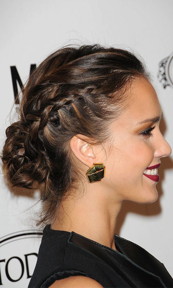 Jessica Alba's Plaited Hair Bun Gives Her Look A Feminine Touch, 2010