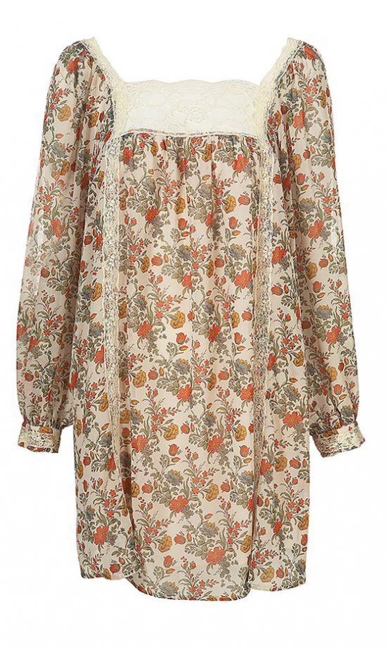 Topshop Print Lace Insert Smock Dress, £50