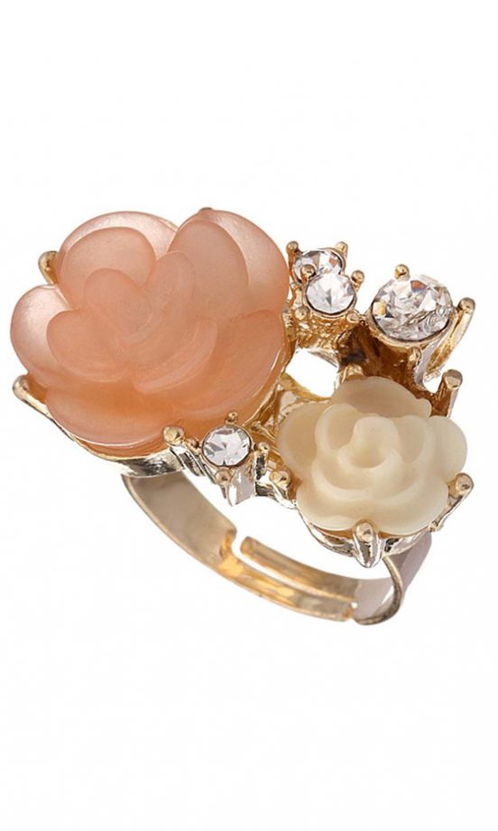 Miss Selfridge Peach Double Flower Ring, £6