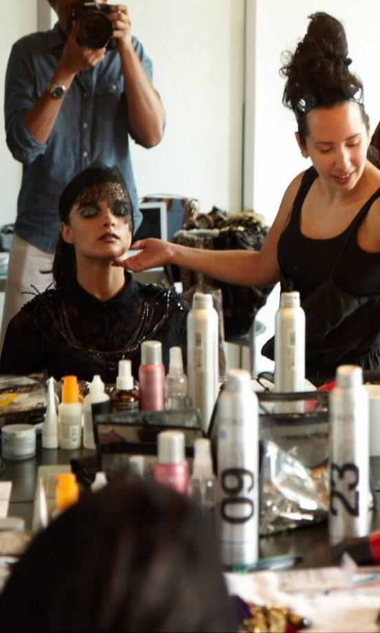 Crystal Renn Waits Patiently For Her Make-Up Session To Finish