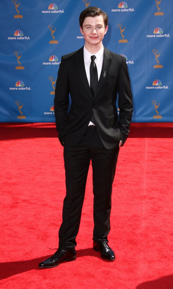 Chris Colfer Wearing A Tuxedo By Emporio Armani At The Emmy Awards 2010