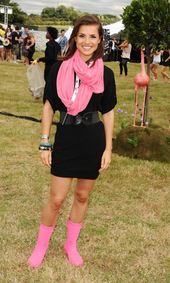 Charlotte Riley Brightens Up A Simple LBD With Pink Accessories At V Festival 2010