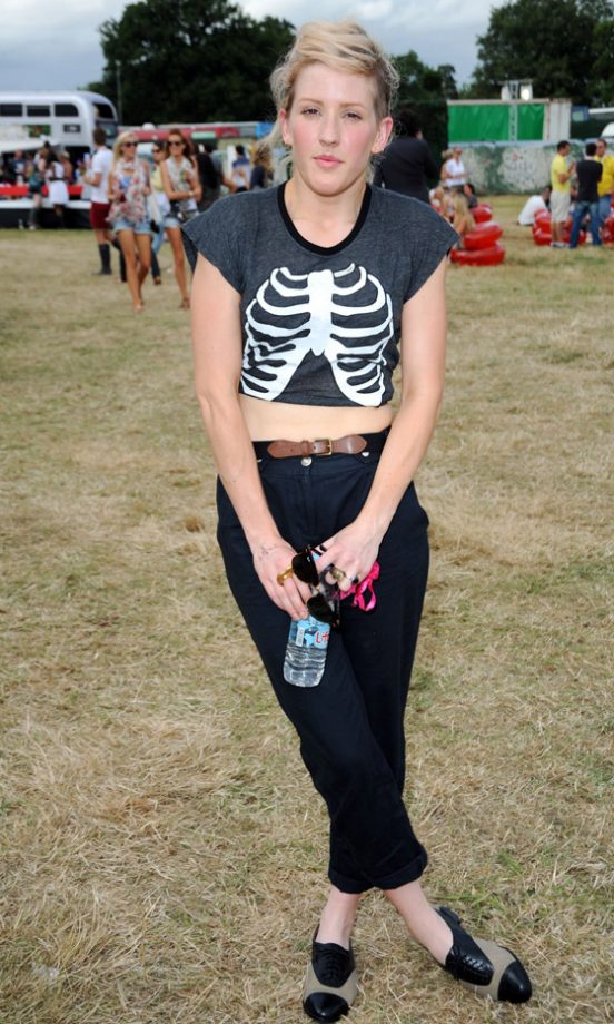Ellie Goulding Turns Heads With Her Skeleton Crop Top At V Festival 2010