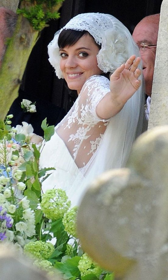 Lily Allen Wearing A Wedding Dress By Delphine Manivet On Her Wedding Day, June 2011