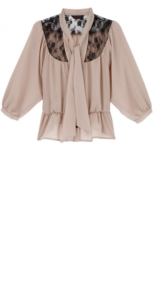 Miss Selfridge Brown Lace Yoke Blouse, £32