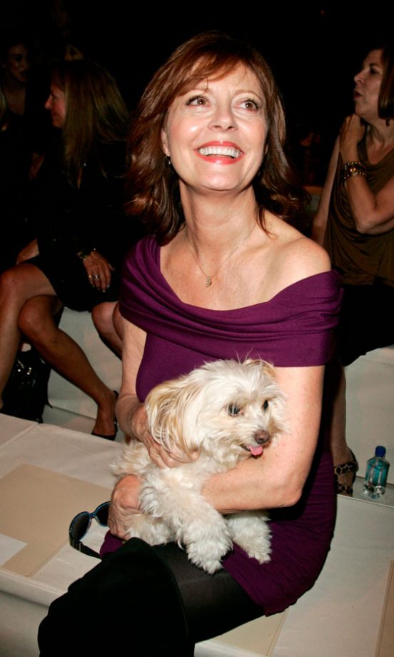 Susan Sarandon Brings Her Dog To The Donna Karan Spring/Summer Show 2011