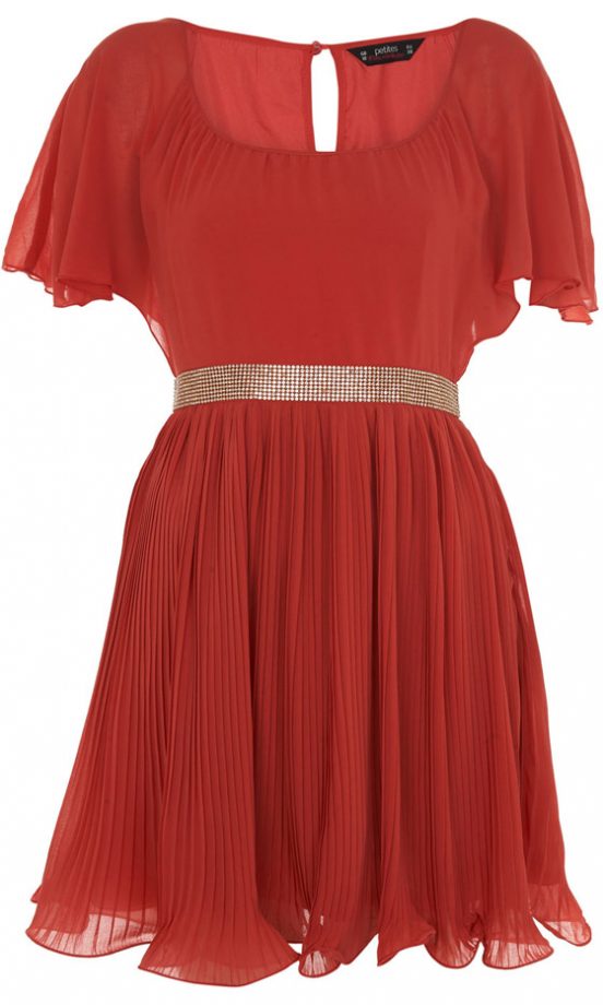Miss Selfridge Coral Plissé Dress, £55