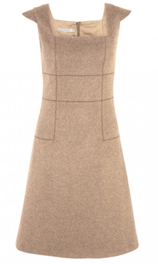 Kookai Wool Flannel Tailored Shift Dress, Beige £89