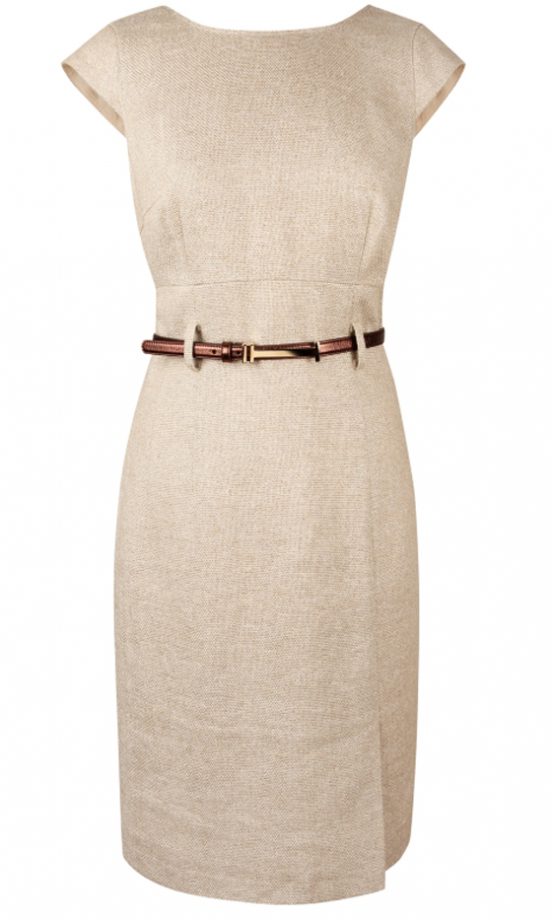 Jesiré Belted Linen Texture Shift Dress, Linen, £59