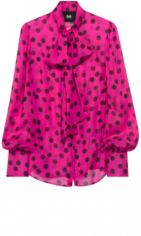 D&G Pink Silk Chiffon Blouse With Black Polka Dots £240