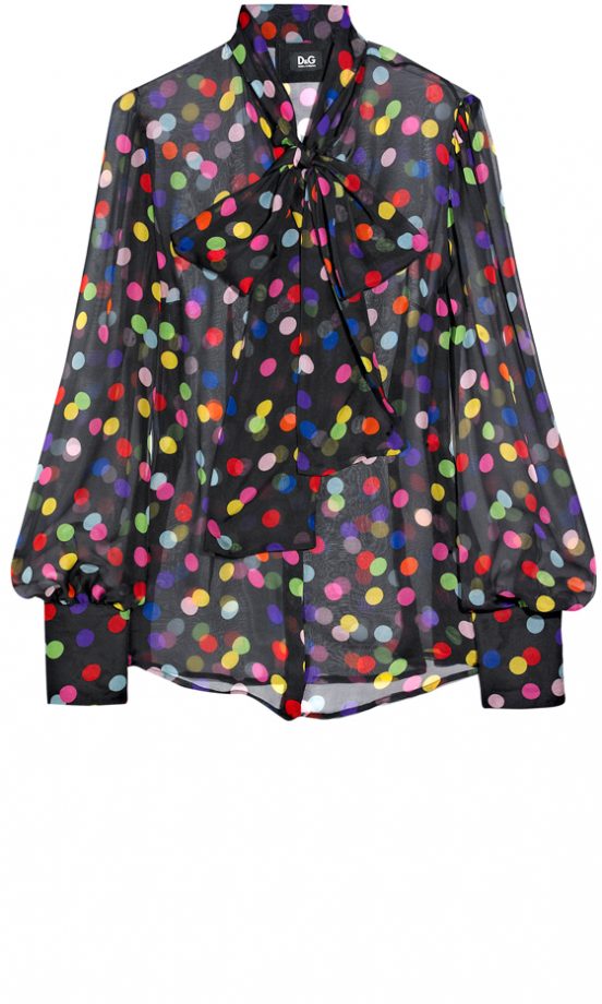 D&G Silk Chiffon Blouse With Multi-Coloured Polka Dots £240